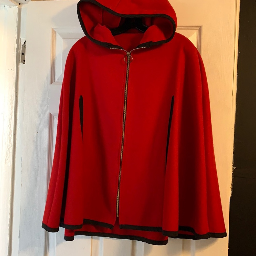 Cape - Hooded Red Wool